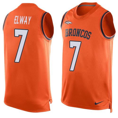Nike Broncos #7 John Elway Orange Team Color Men's Stitched NFL Limited Tank Top Jersey - Click Image to Close